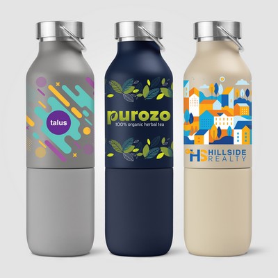 Freya Duo – 2-in-1 20 oz. Double-Wall Recycled Stainless Steel Bottle with 11 oz. Tumbler - Full-Col